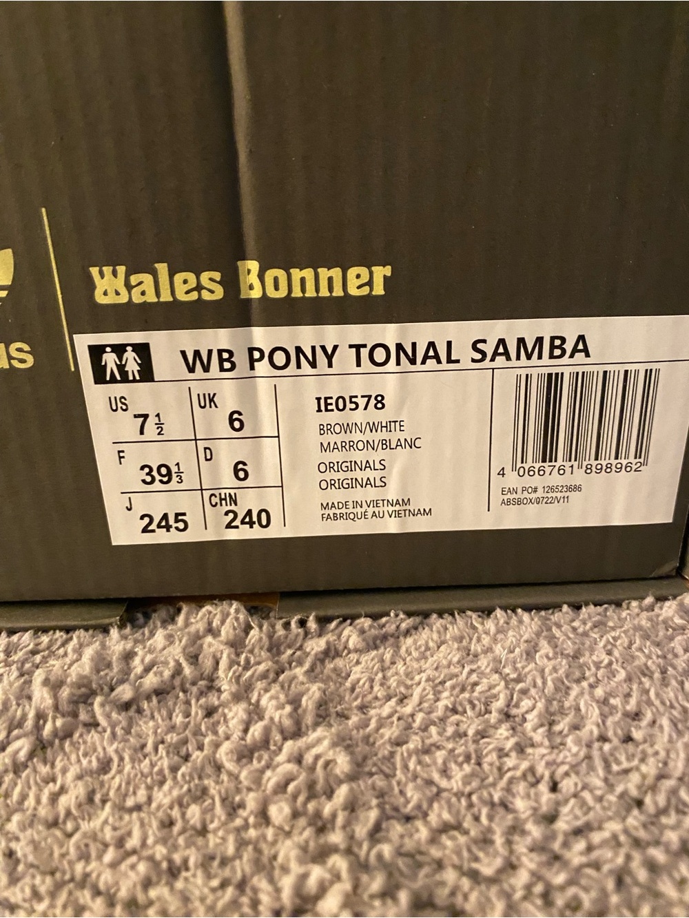 Wales Bonner x Adidas Pony Tonal Samba Shoes- Brown & Blue - Picture 3 of 4